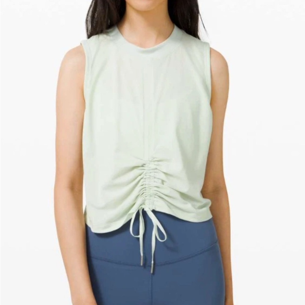 Lululemon Tank Top Cinch Me Up Front Tank Artic Mint Green Size 2 Shirt Top